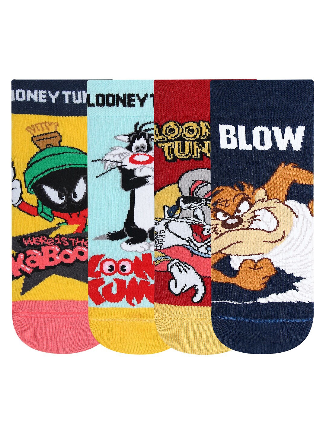 

Bonjour Girls Pack Of 4 Assorted Looney Tunes Ankle Length Socks
