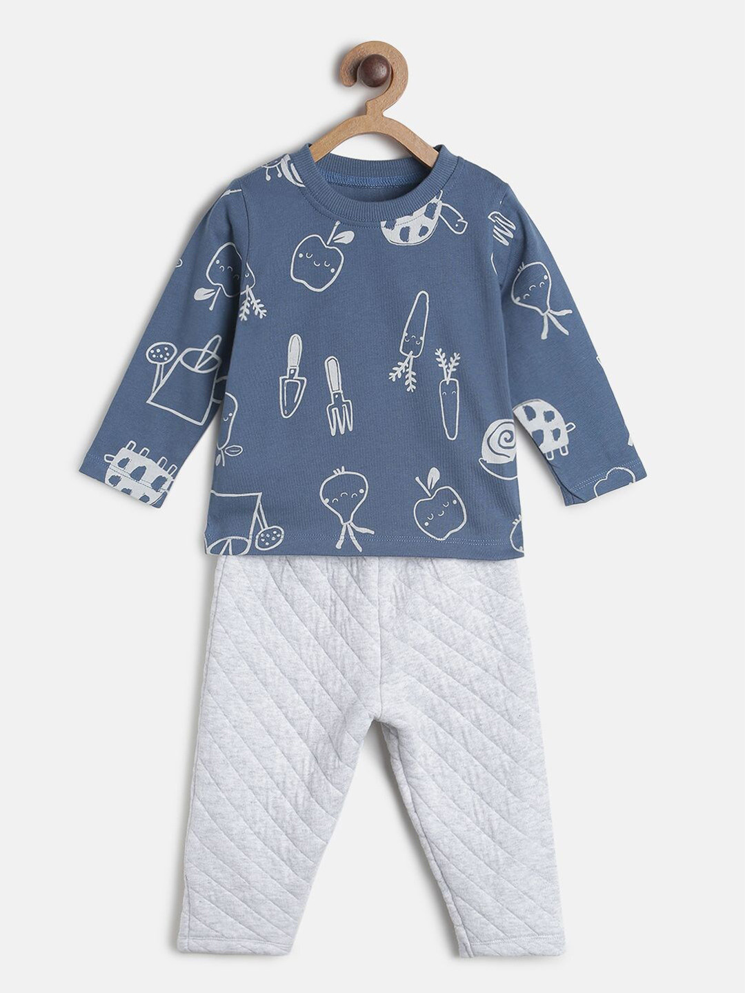 

MINI KLUB Boys White & Blue Printed T-shirt with Pyjamas