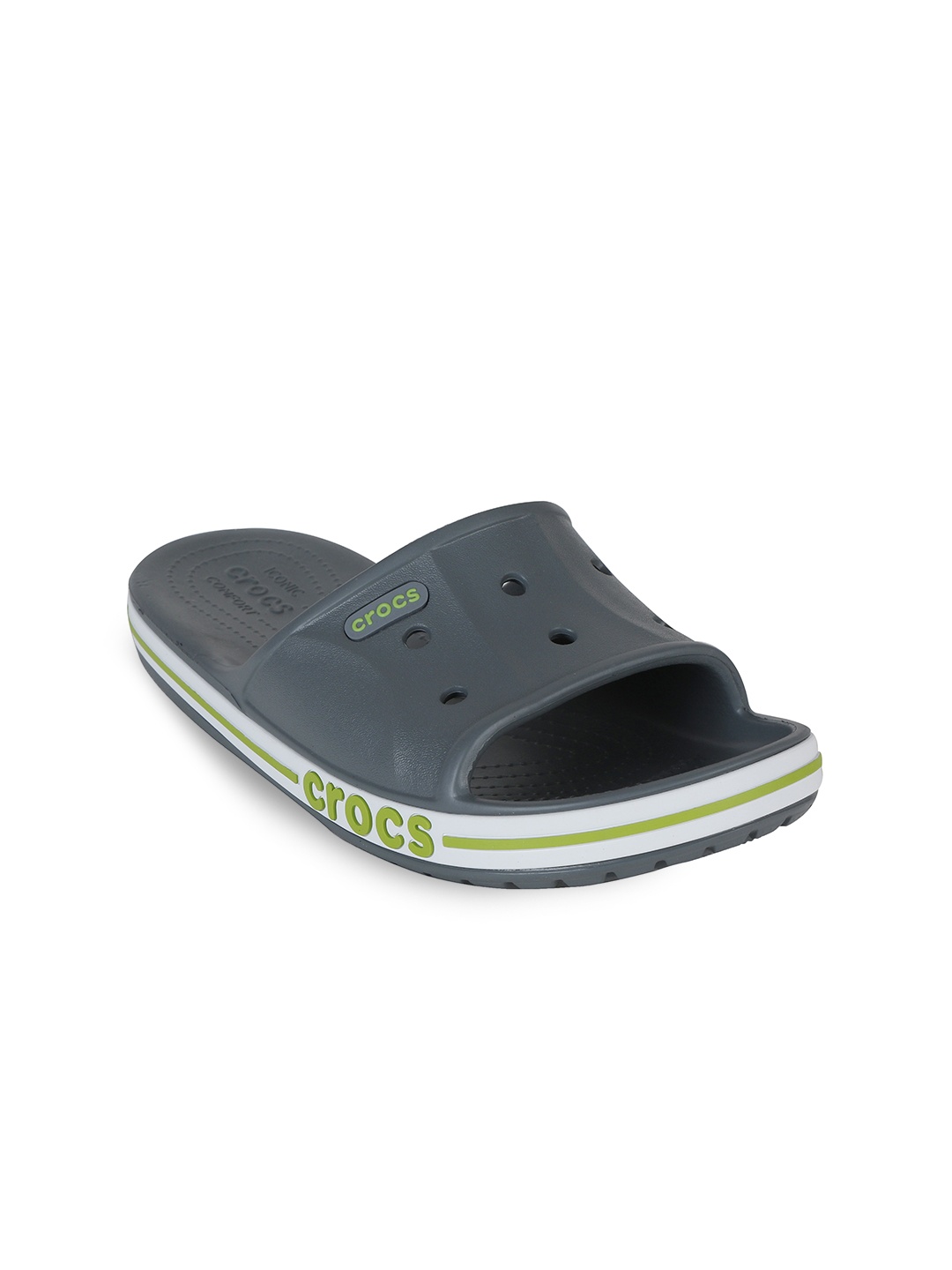 

Crocs Unisex Grey & Green Croslite Sliders
