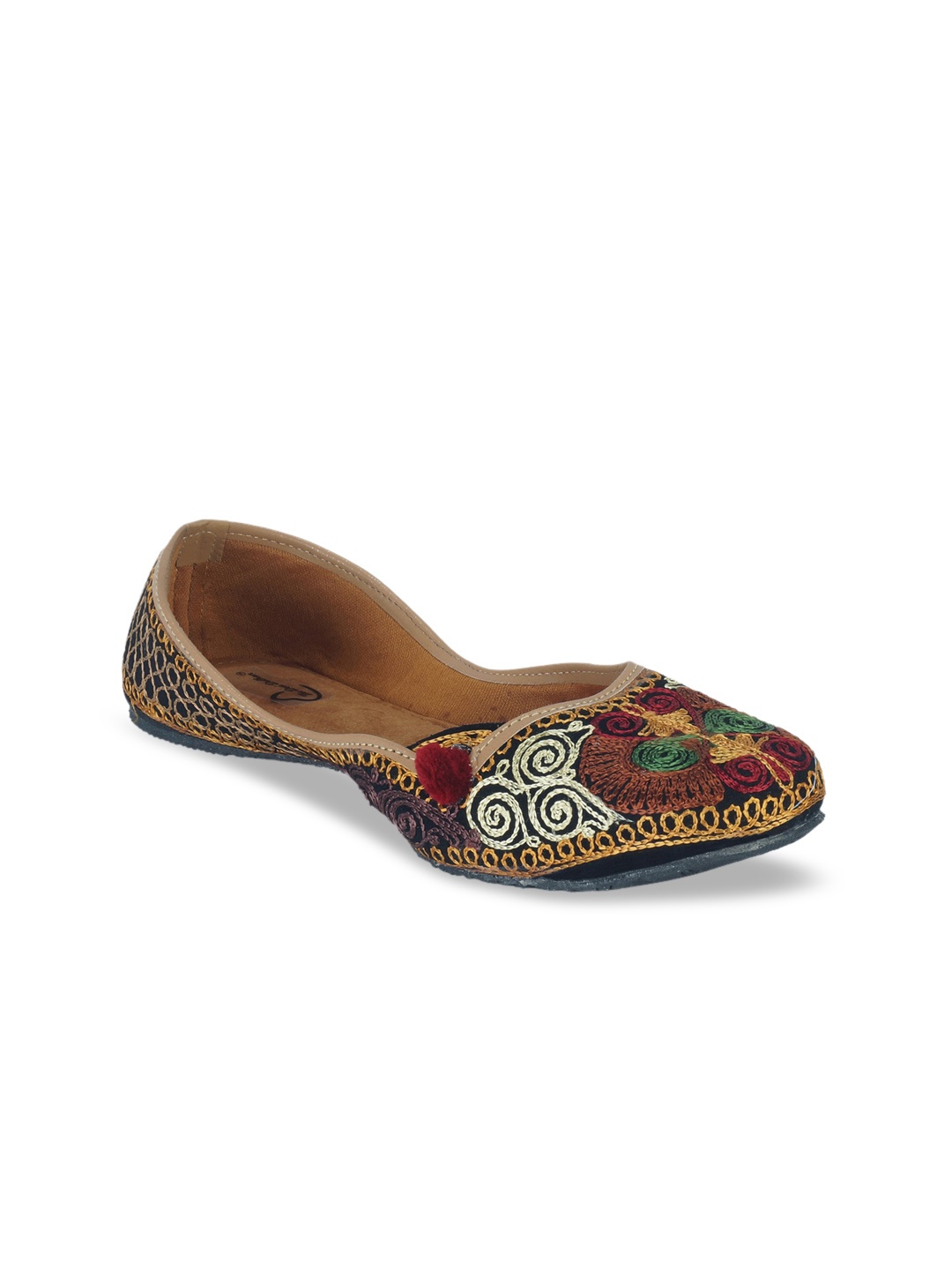 

The Desi Dulhan Women Black Ethnic Mojaris Flats