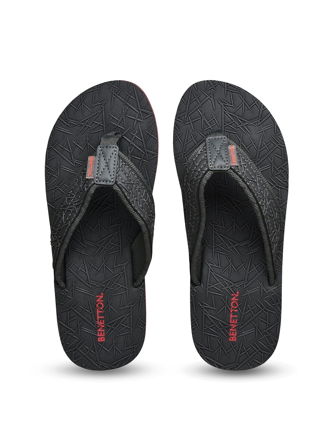 United Colors of Benetton Men Black & Red Thong Flip-Flops
