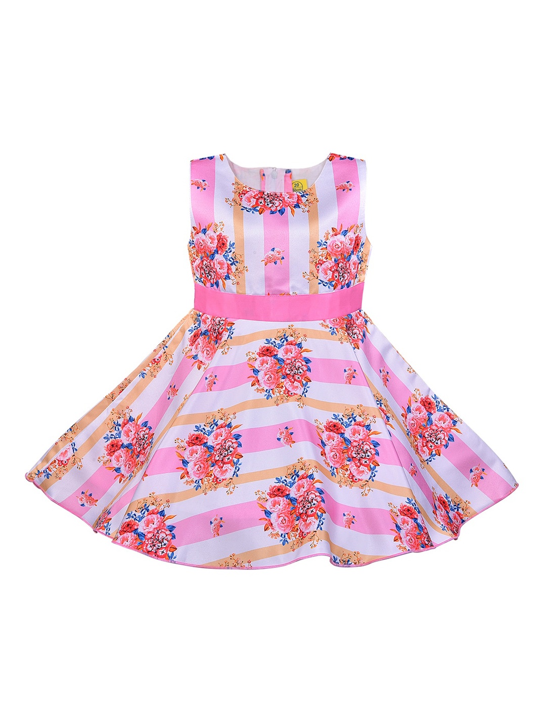 

Wish Karo Pink & White Floral Satin Dress