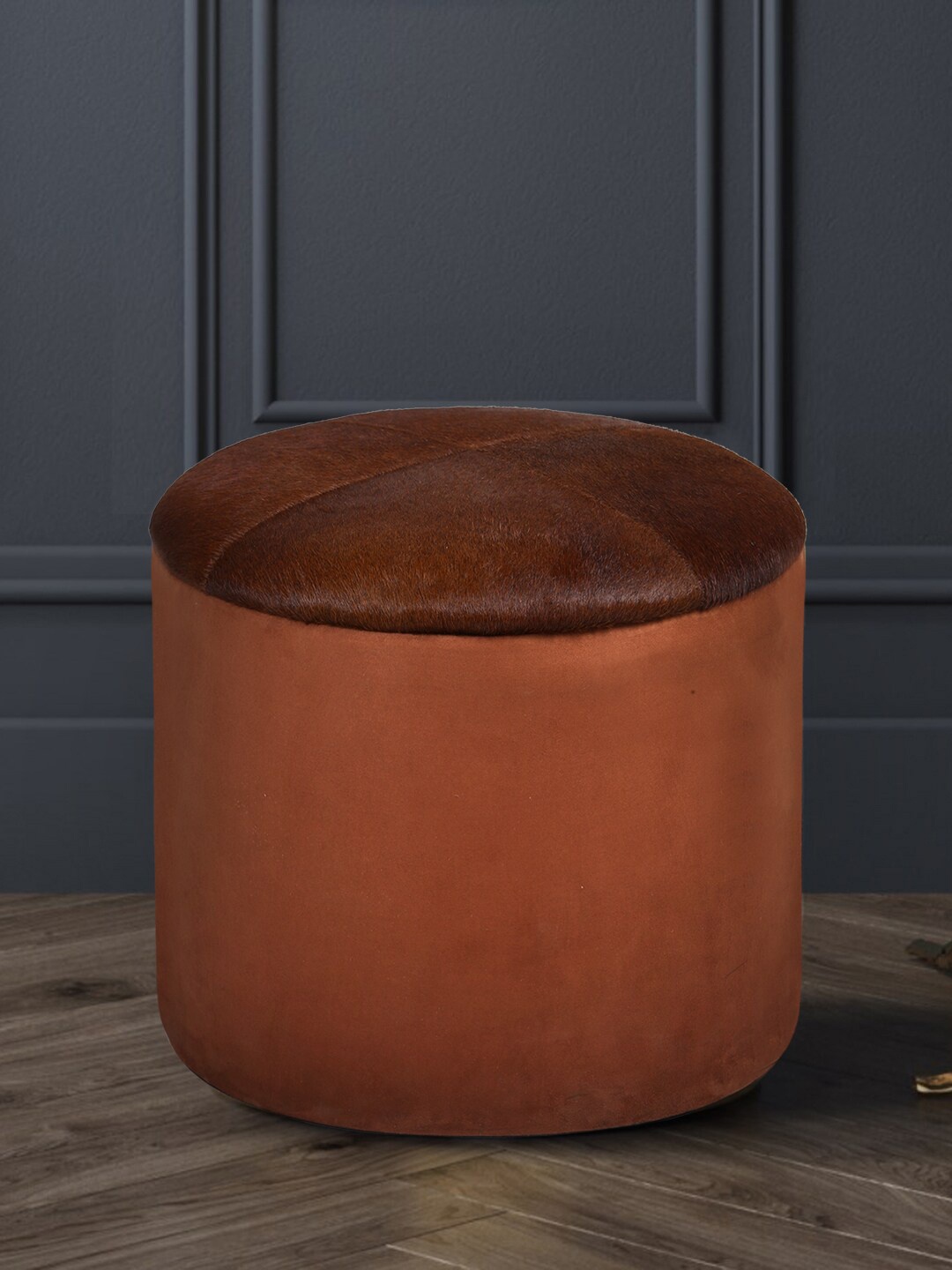 

IMUR Brown Solid Leather Pouffs