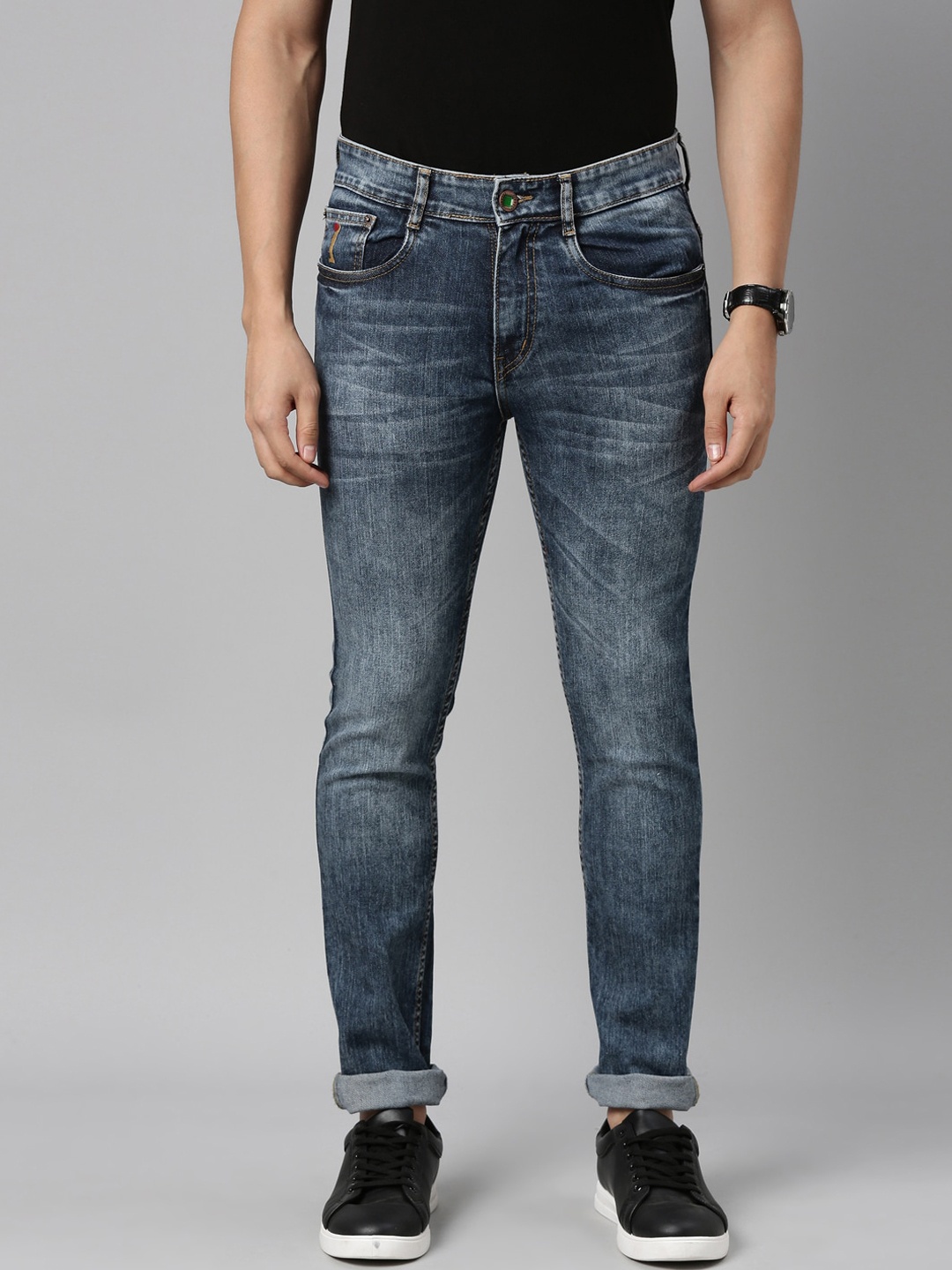 

CINOCCI Men Blue Slim Fit Heavy Fade Stretchable Jeans