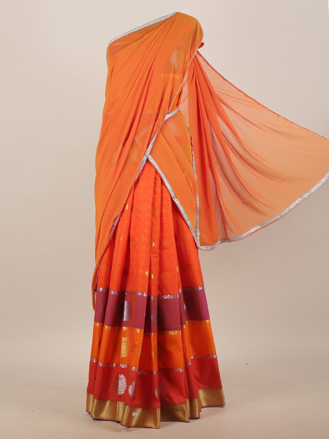 

Pothys Orange & Pink Woven Design Saree
