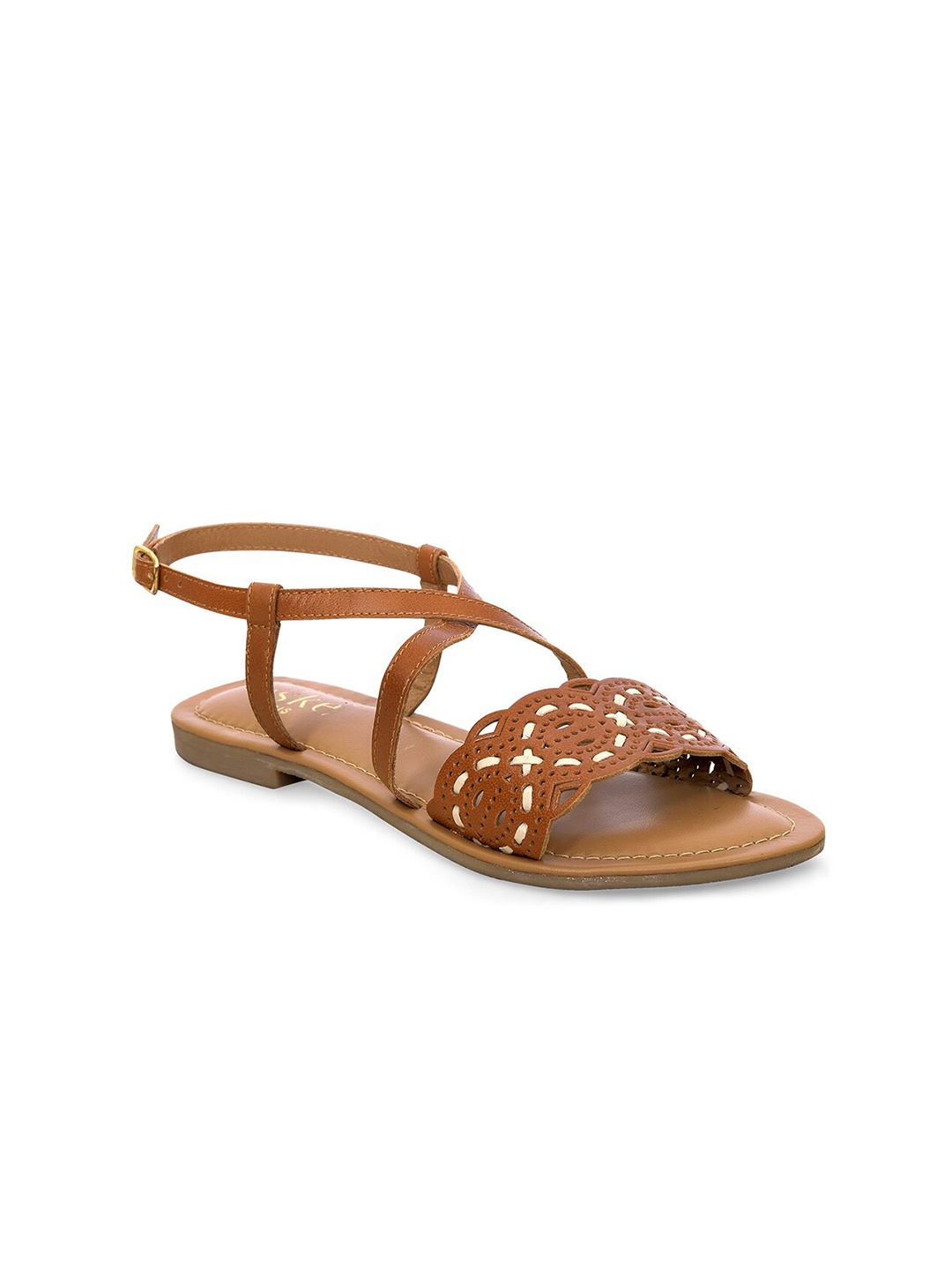 

Eske Women Brown Leather Open Toe Flats