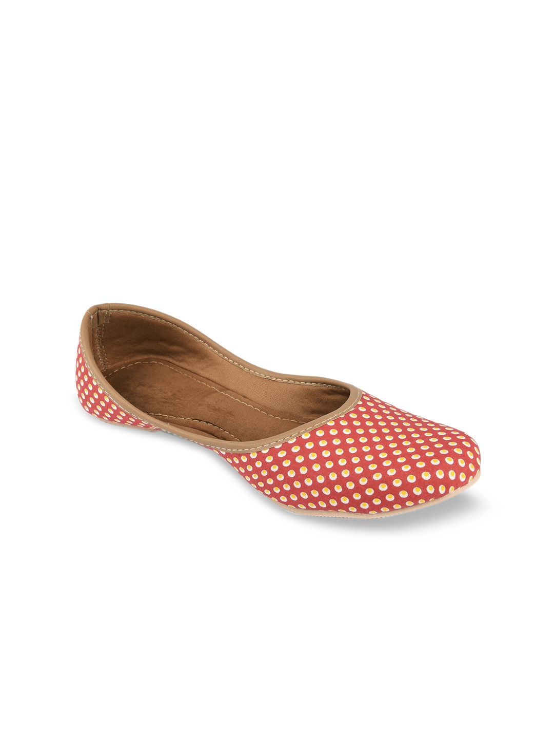 

DESI COLOUR Women Red Printed Mojaris Flats