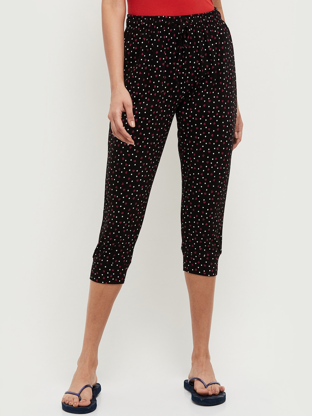 

max Women Black & White Printed Pure Cotton Lounge Capri