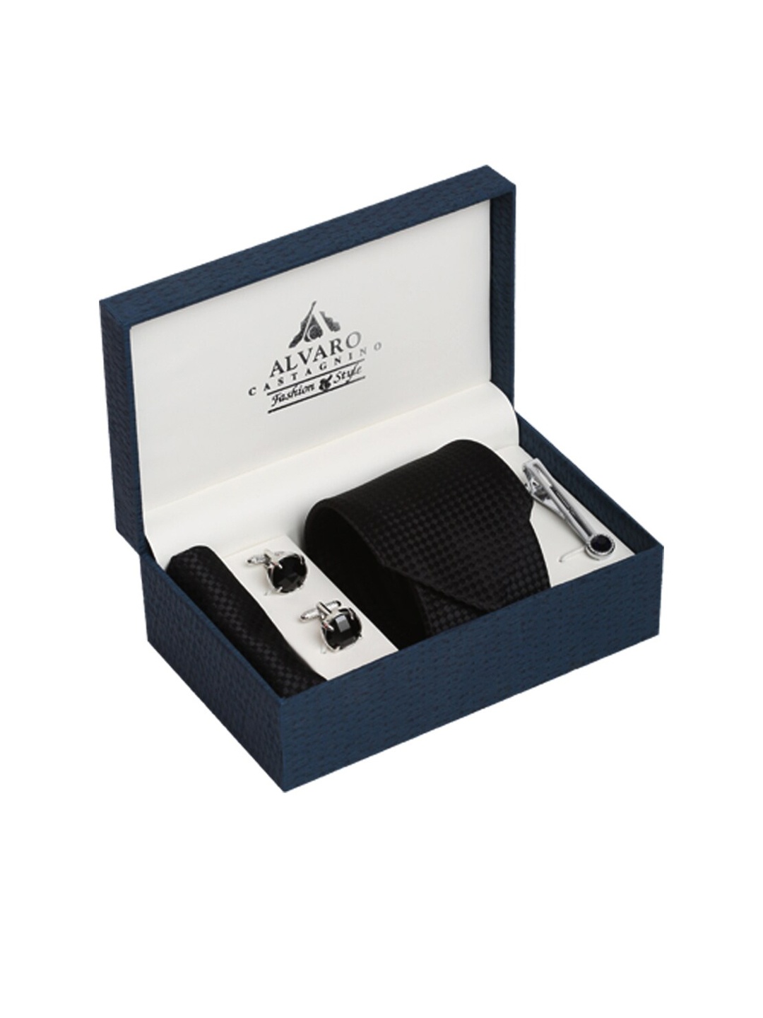 

Alvaro Castagnino Men Black & Silver-Toned Accessory Gift Set
