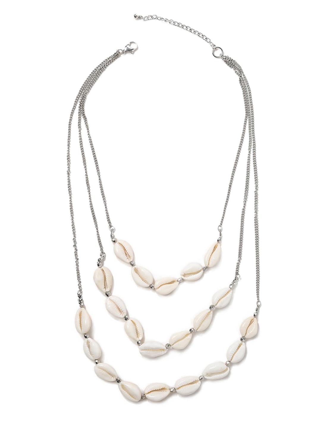 

FOREVER 21 Women Silver & Cream-Coloured Layered Necklace