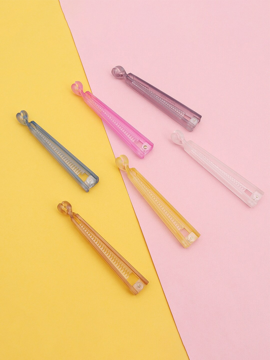 

Sukkhi Women Pink & Yellow Set of 6 Claw Clip
