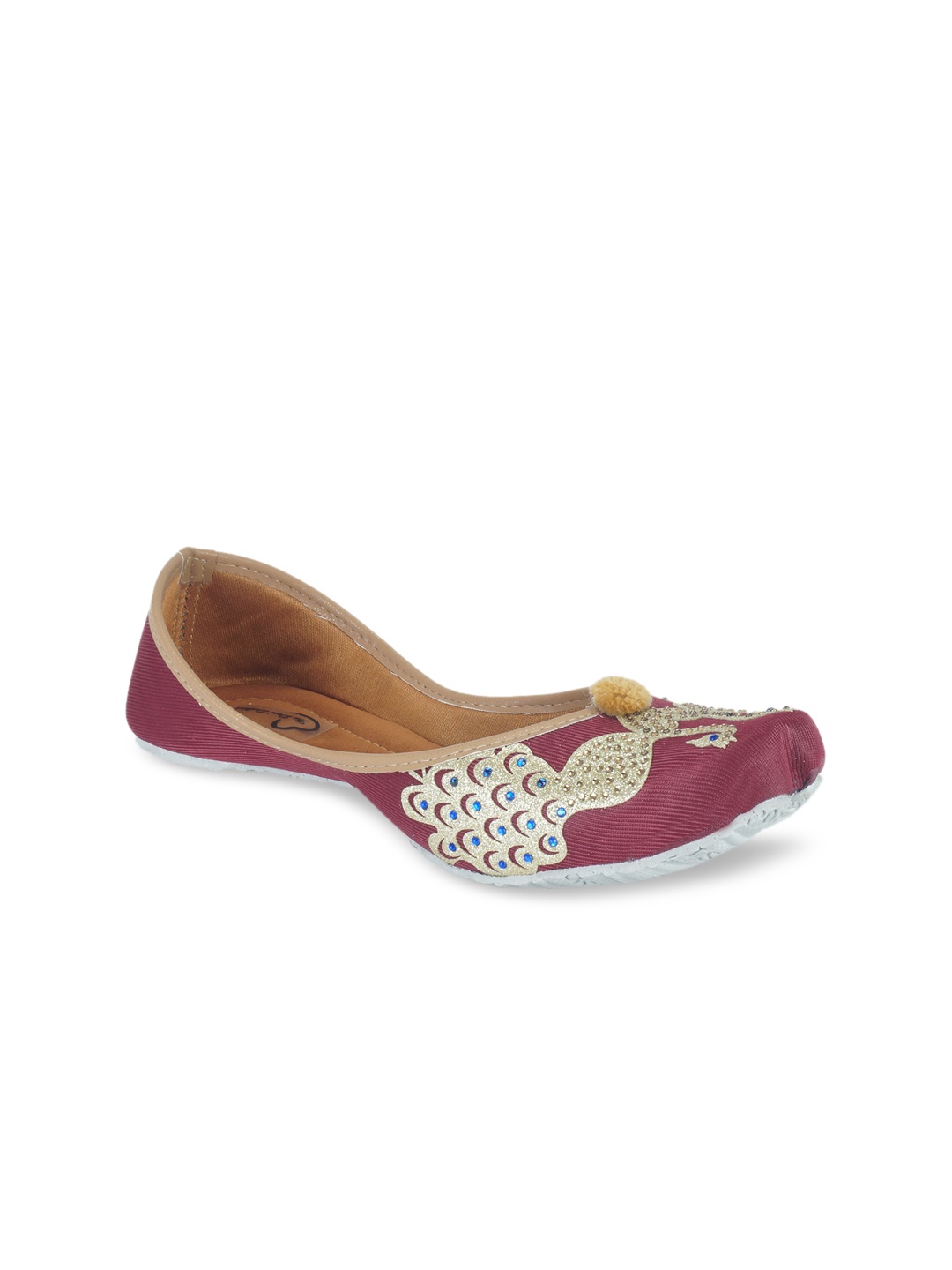 

The Desi Dulhan Women Maroon Embellished Leather Ethnic Mojaris