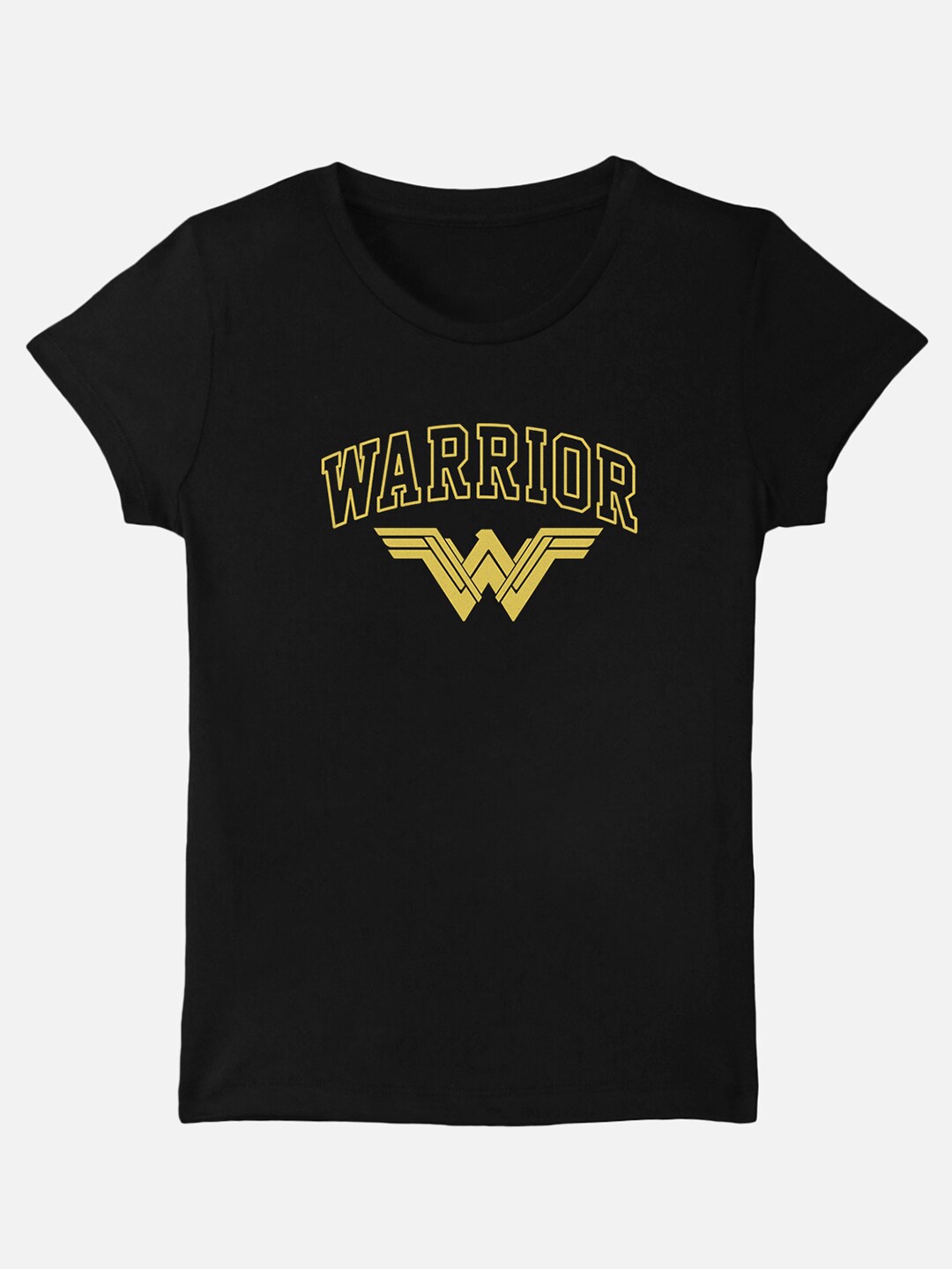 Kids Ville Girls Black Wonder Woman Printed Cotton Pure Cotton T-shirt