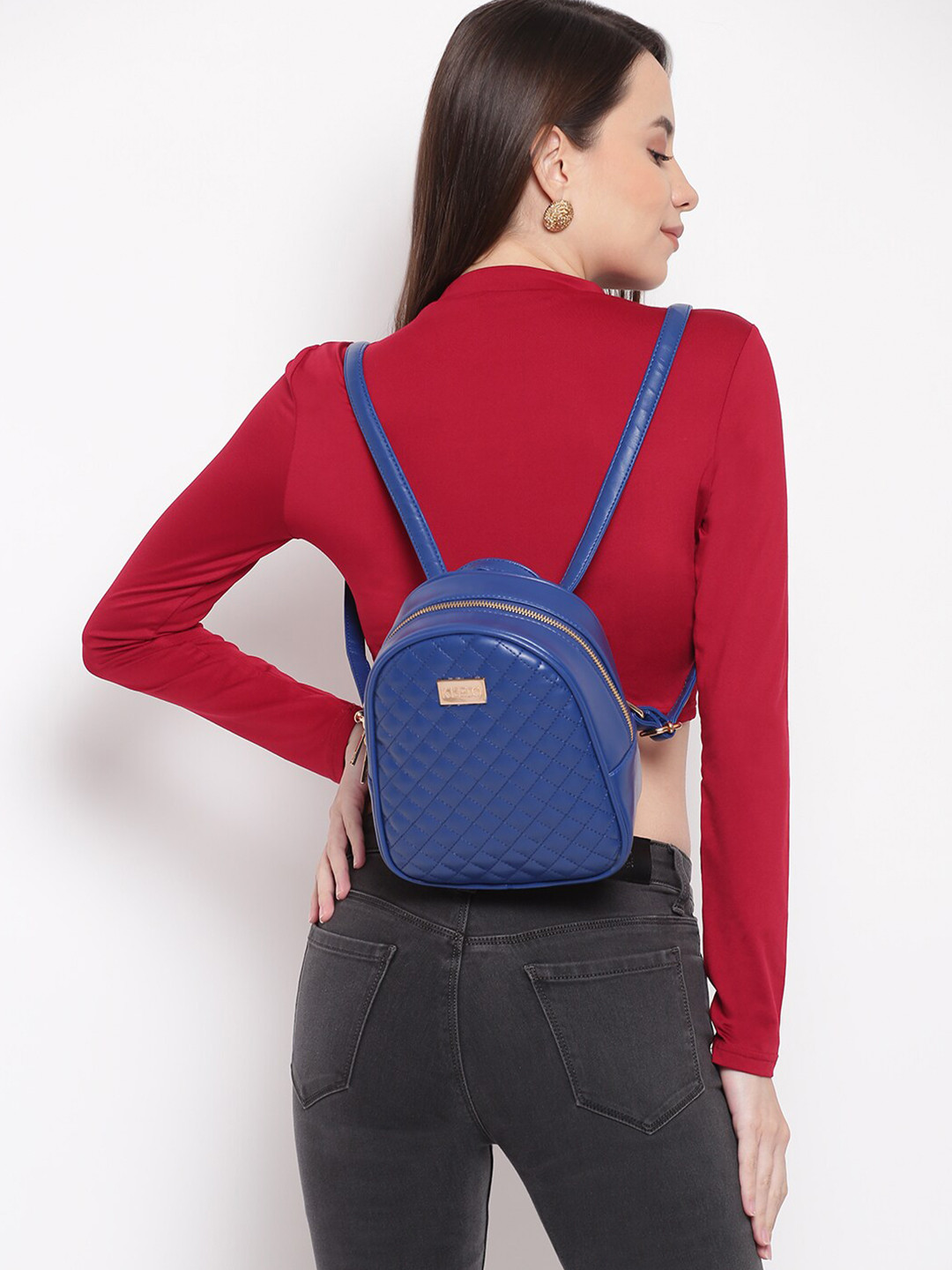 

KLEIO Women Quilted Multifunctional Sling Come Backpack, Blue