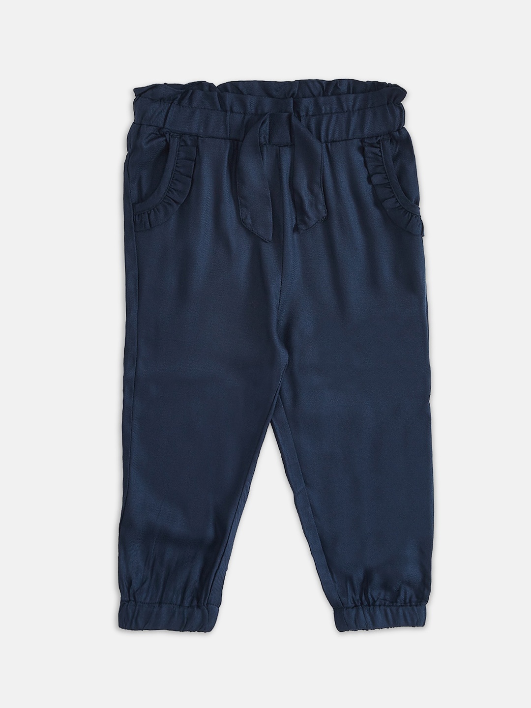 

Pantaloons Baby Girls Navy Blue Cotton Joggers Trousers