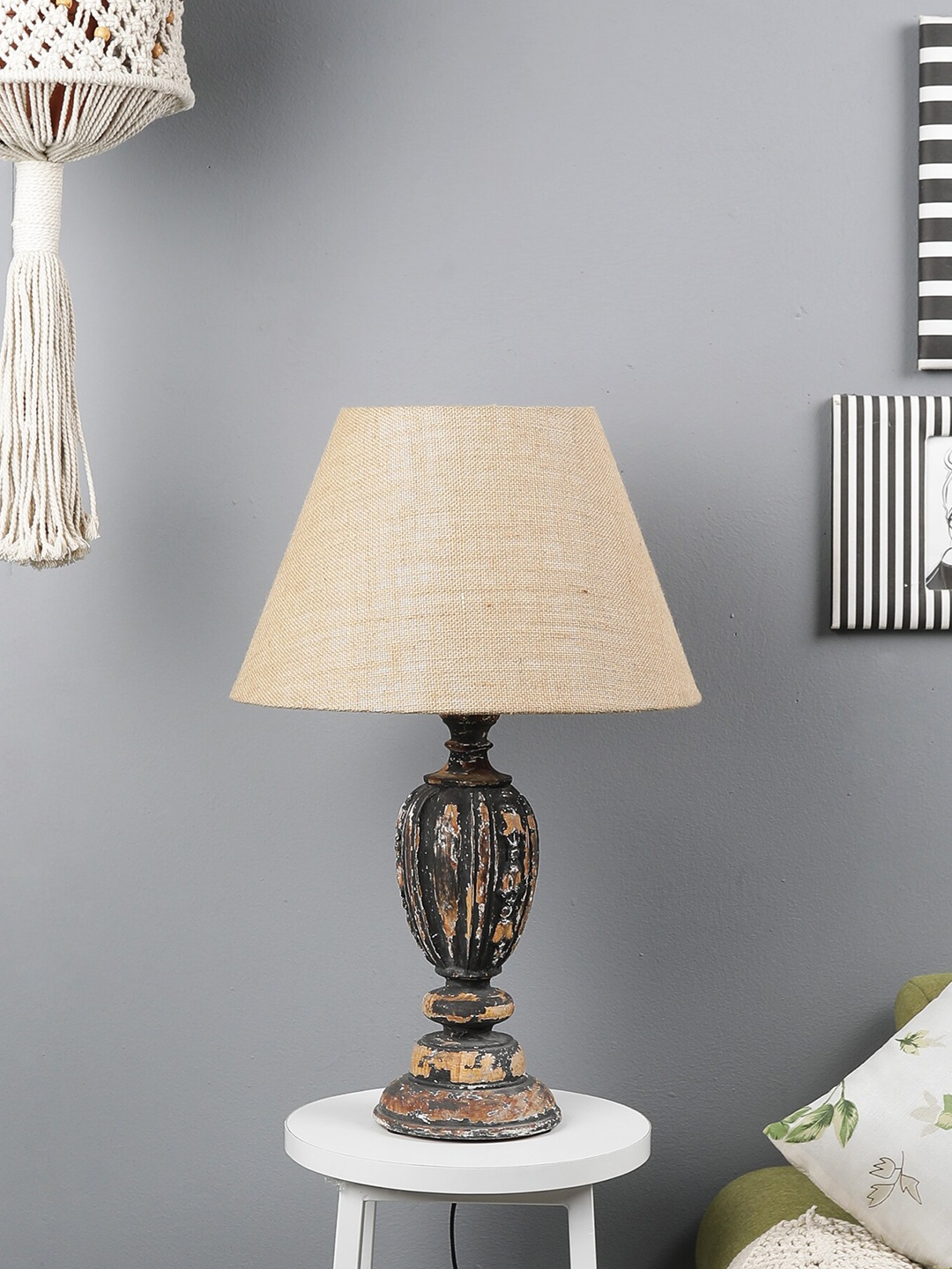 

The Decor Mart Black & Brown Antique Hand Crafted Classic Country Table Lamp Shade