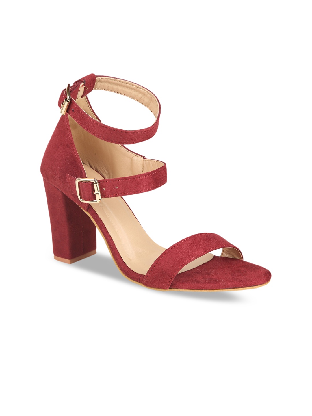 

VALIOSAA Maroon Suede Block Heels