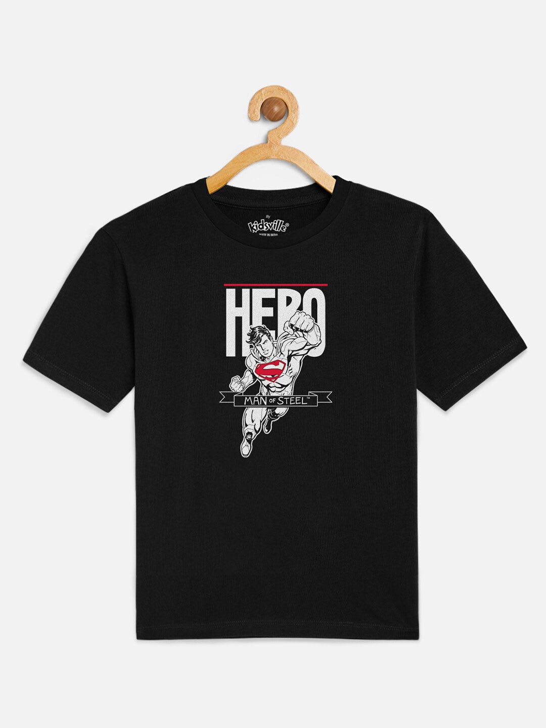 

Kids Ville Boys Black Superman Printed Cotton Pure Cotton T-shirt