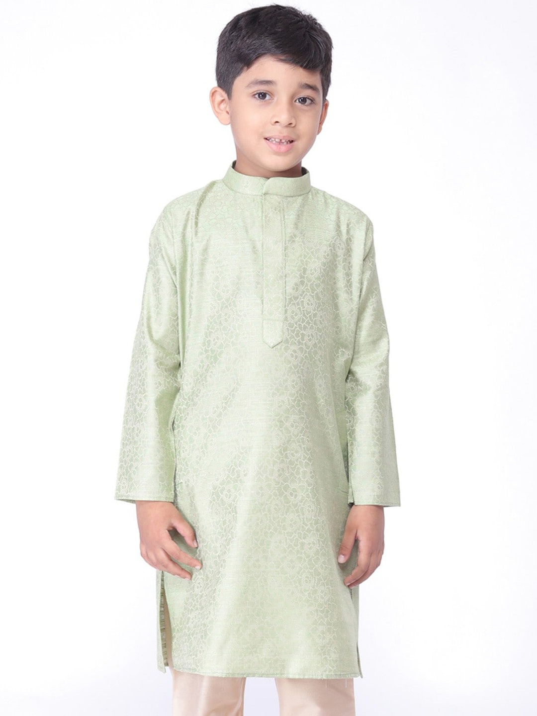TABARD Boys Green Floral Kurta