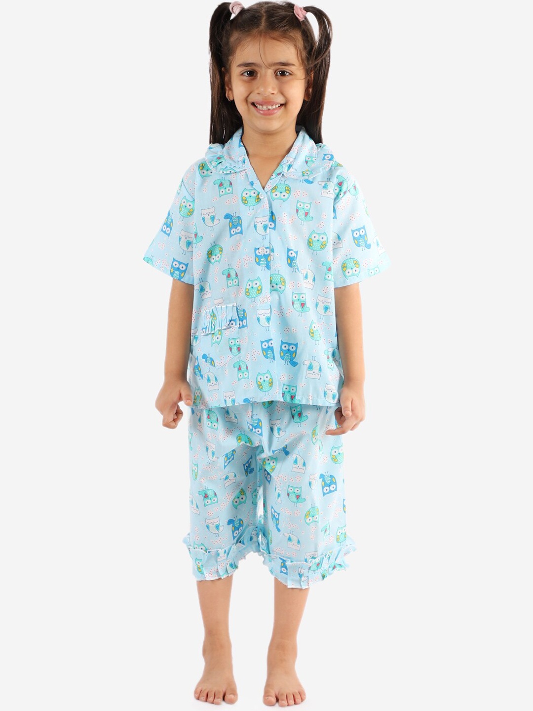 

KID1 Girls Blue Printed Night suit
