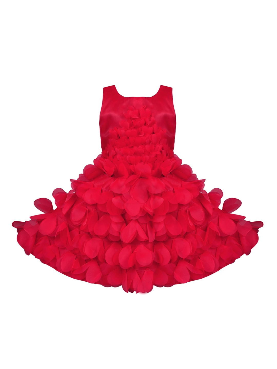 

Wish Karo Red Applique Satin Dress