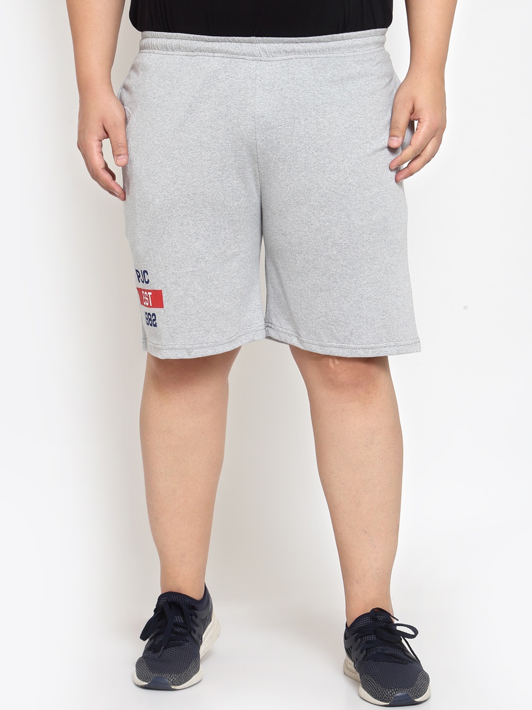 

plusS Men Grey Mid-Rise Regular Shorts