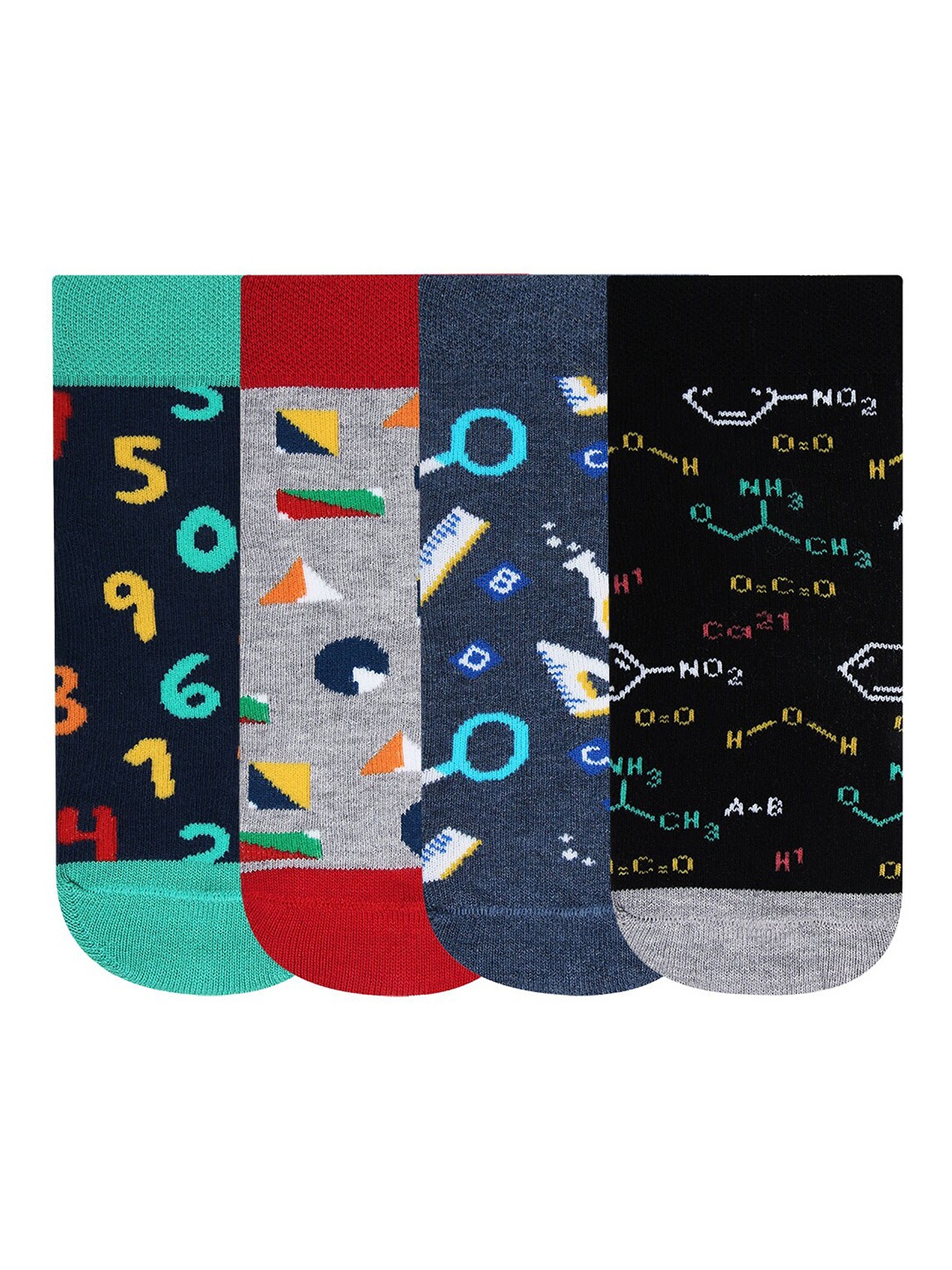 

Bonjour Kids Pack Of 4 Assorted Patterned Ankle-Length Socks