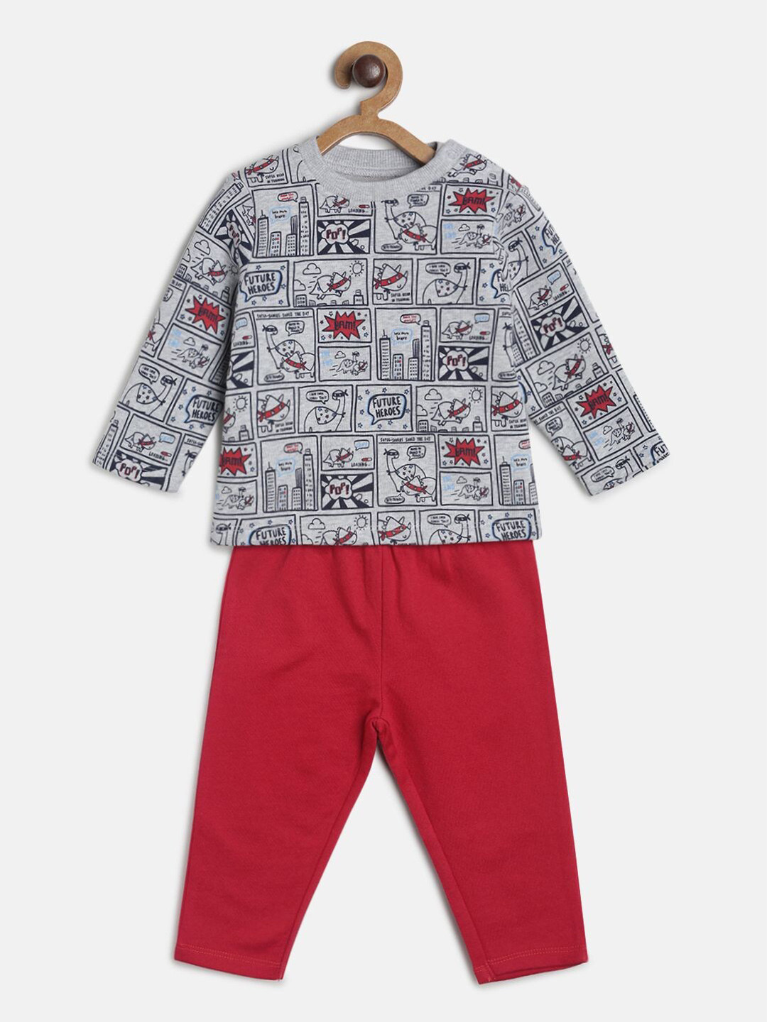 

MINI KLUB Boys Grey & Red Printed T-shirt