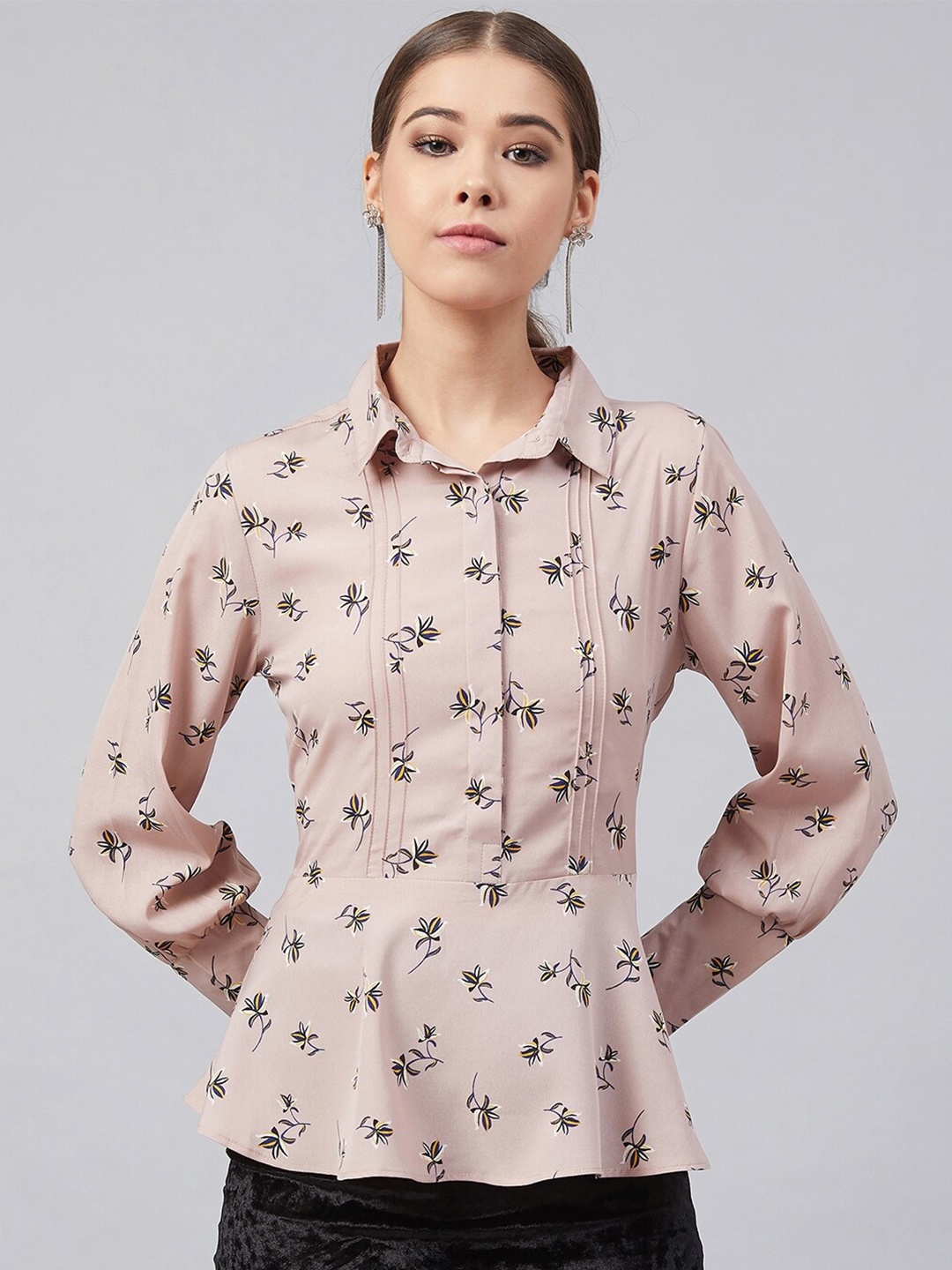 

RARE Beige Crepe Shirt Style Top
