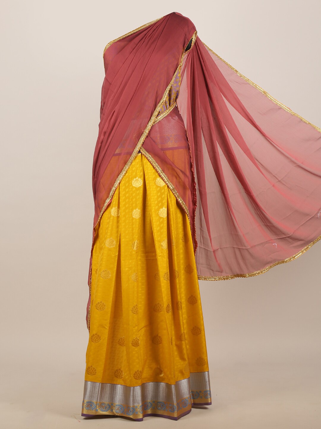 

Pothys Yellow & Brown Woven Design Saree