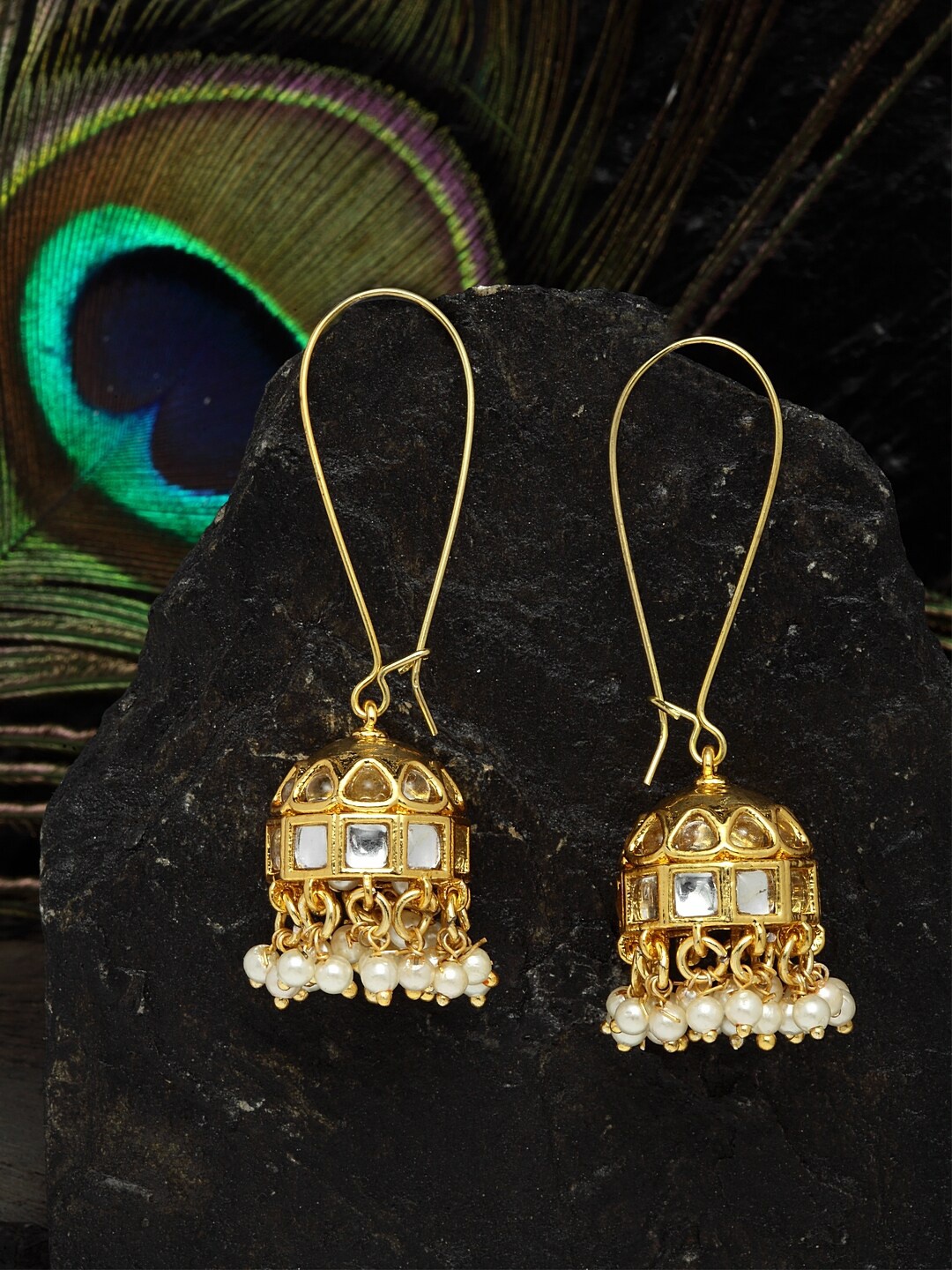 

DUGRISTYLE Gold-Toned Dome Shaped Jhumkas Earrings