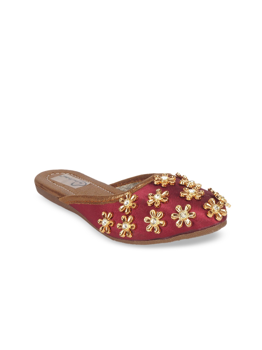 

The Desi Dulhan Women Maroon Embellished Mules Flats