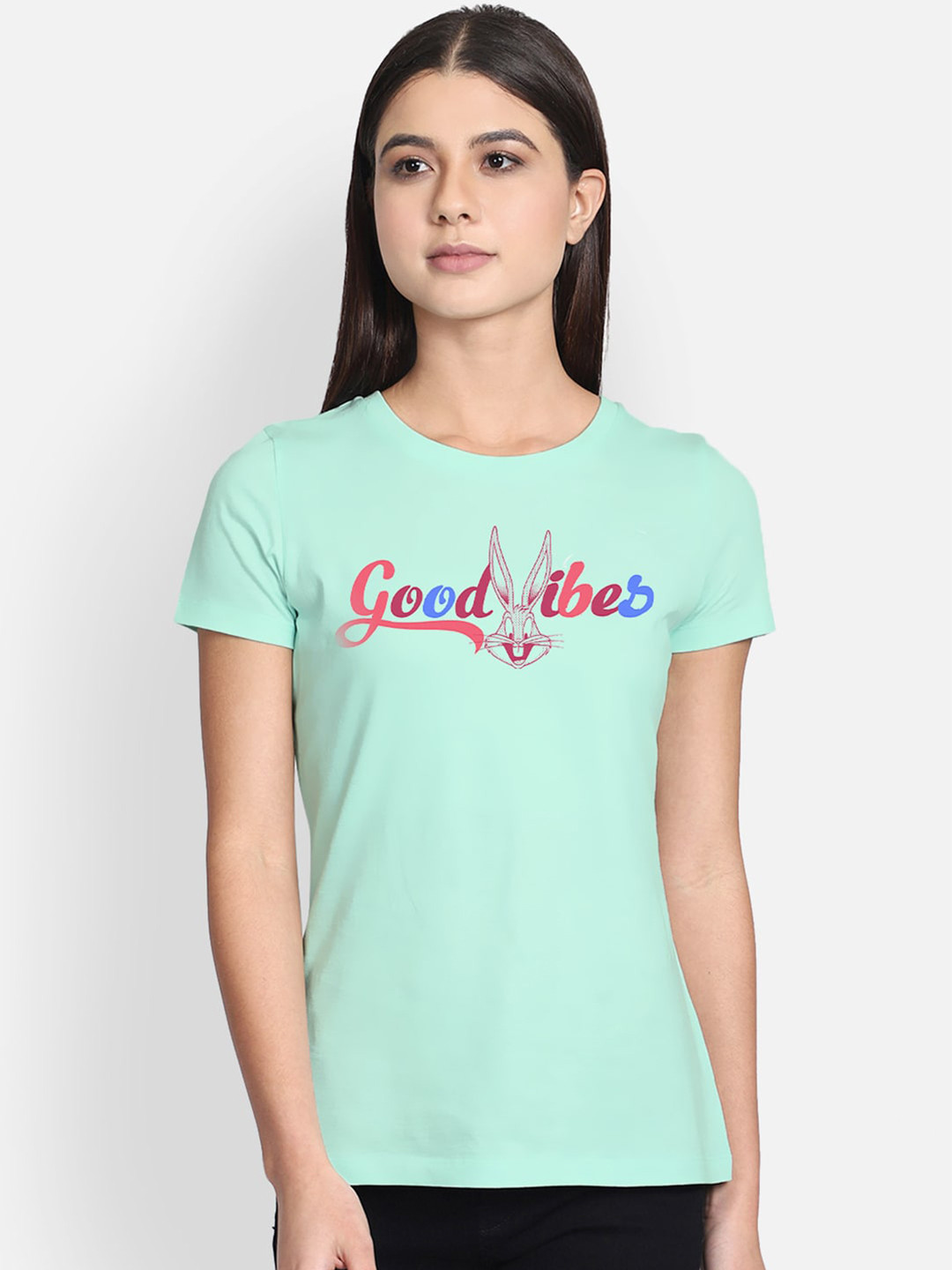 

Free Authority Women Green Bugs Bunny Print T-shirt