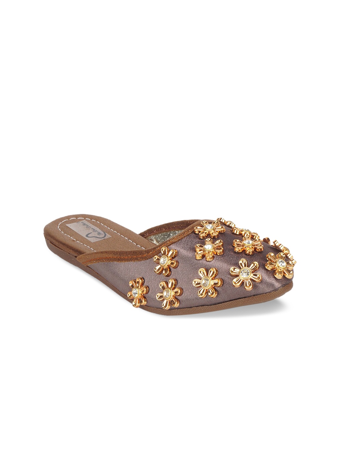 

The Desi Dulhan Women Grey Embellished Mules Flats