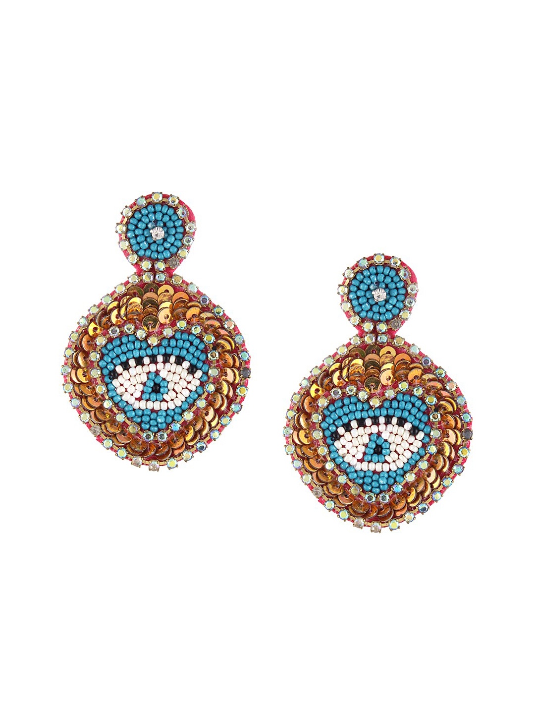 

Adwitiya Collection Blue & Gold-Toned Oval Drop Earrings