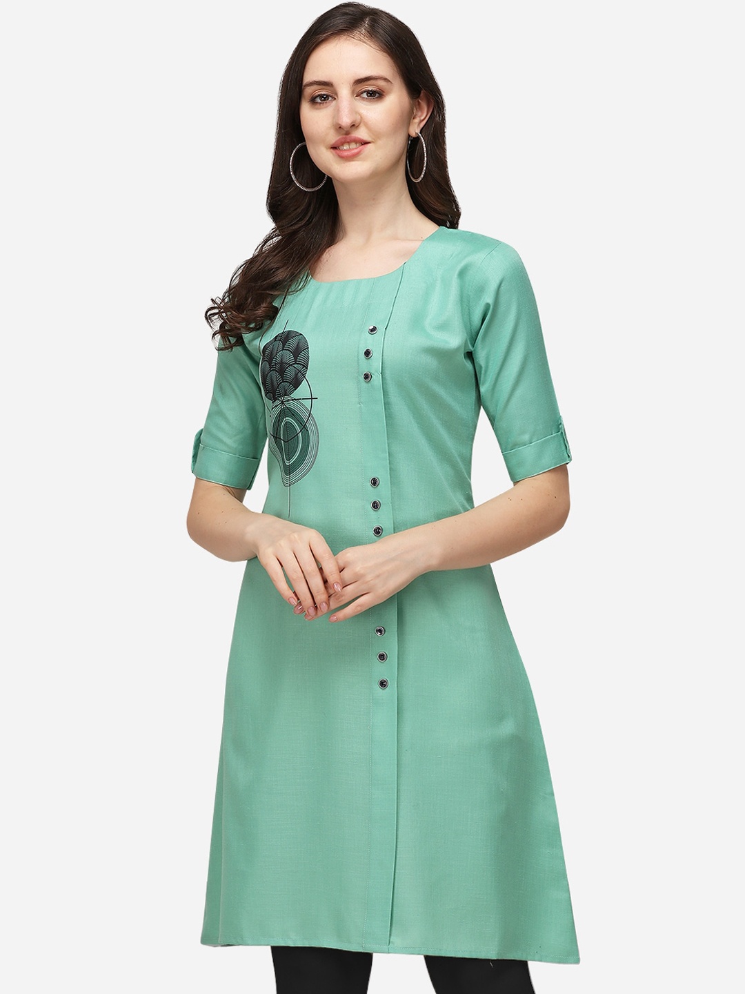 

OM SAI LATEST CREATION Women Sea Green Printed Kurta