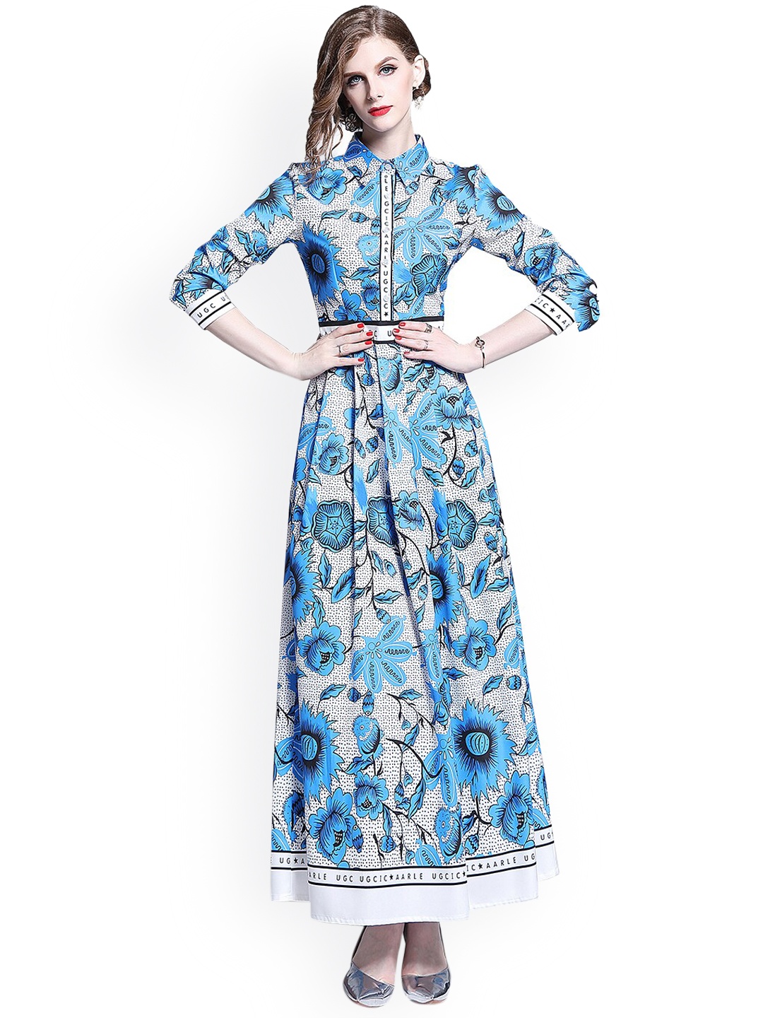 JC Collection Blue Floral Maxi Dress