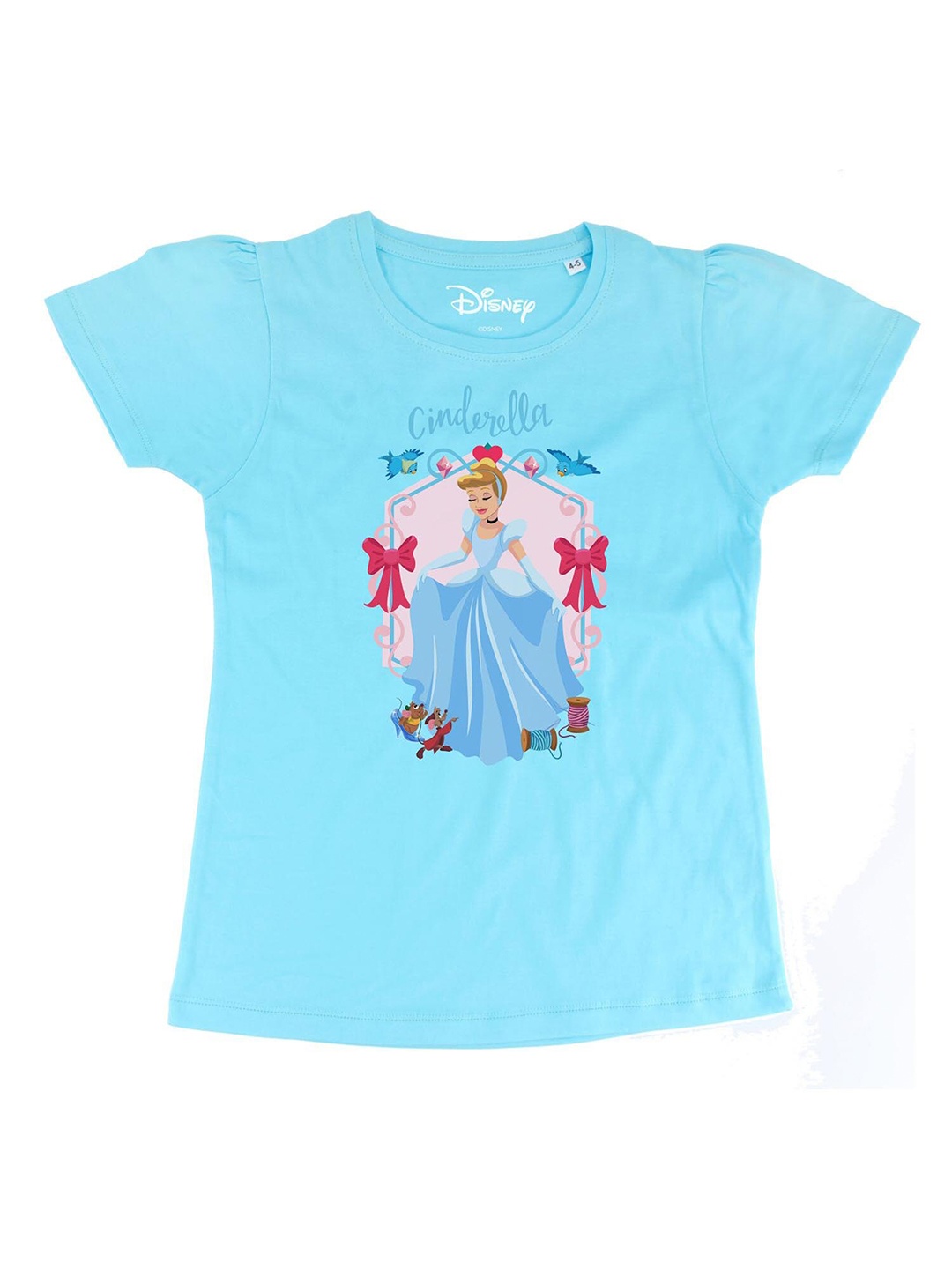 

Disney by Wear Your Mind Girls Blue Printed Pure Cotton Regular Top