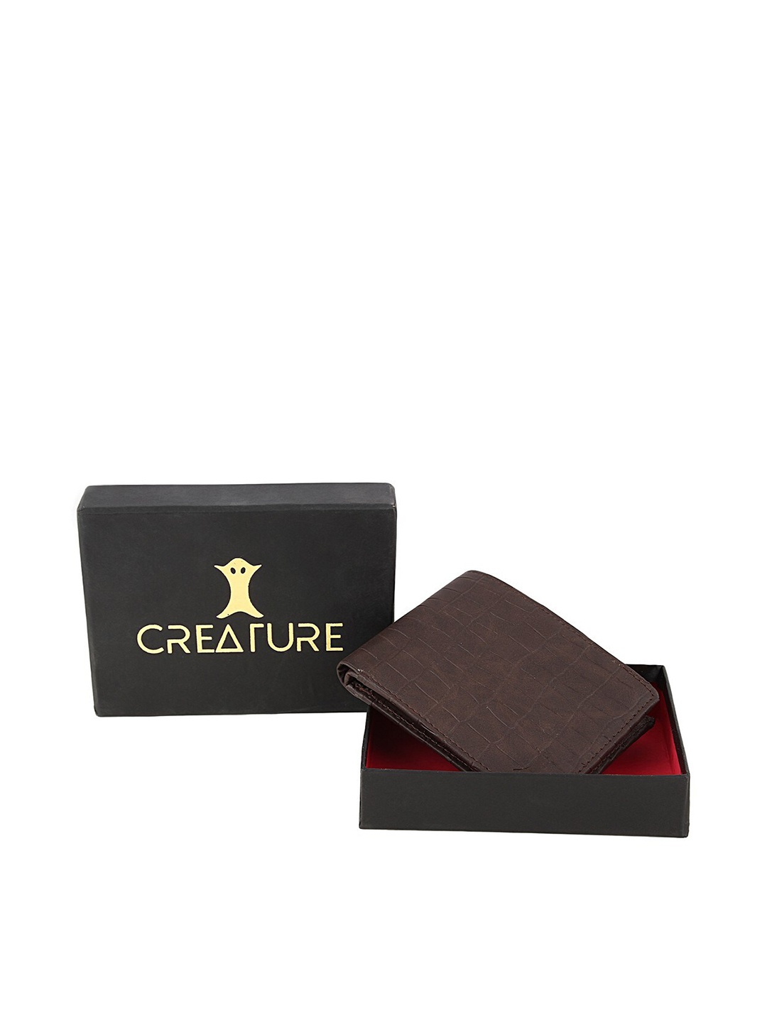 

Creature Men Brown Textured PU Two Fold Wallet