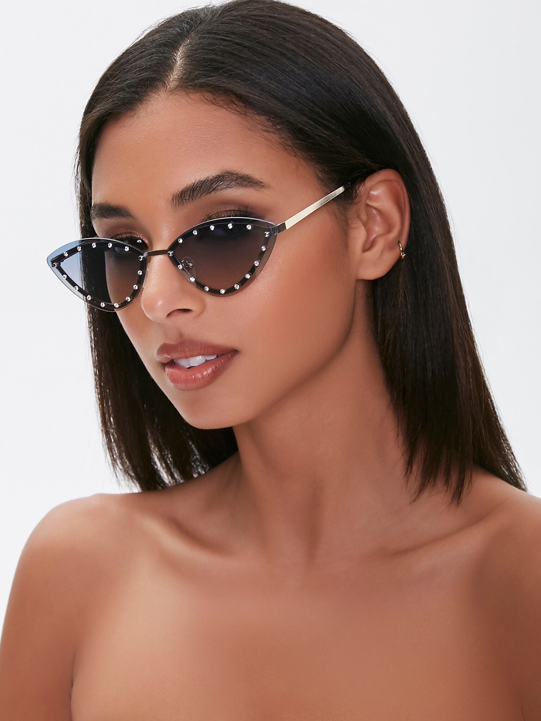 

FOREVER 21 Women Black Lens Cateye Sunglasses 43566201