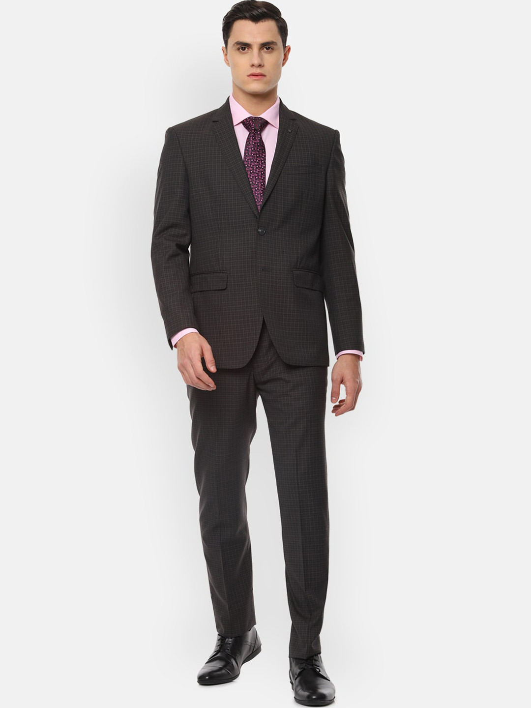 

Louis Philippe Gods & Kings Men Grey Checked Single-Breasted Slim-Fit Formal Suit