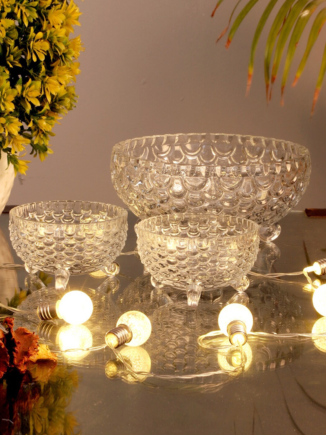 

ceradeco Transparent 7 Pieces Textured Glass Bowls