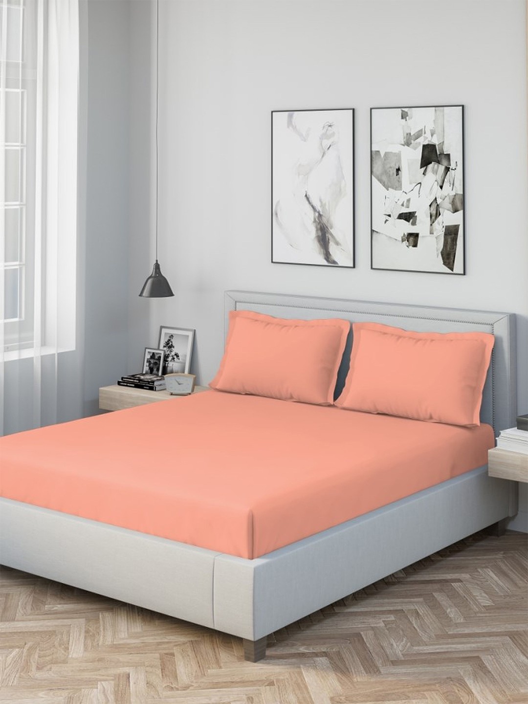 

DDecor Peach 180 TC King Bedsheet with 2 Pillow Covers