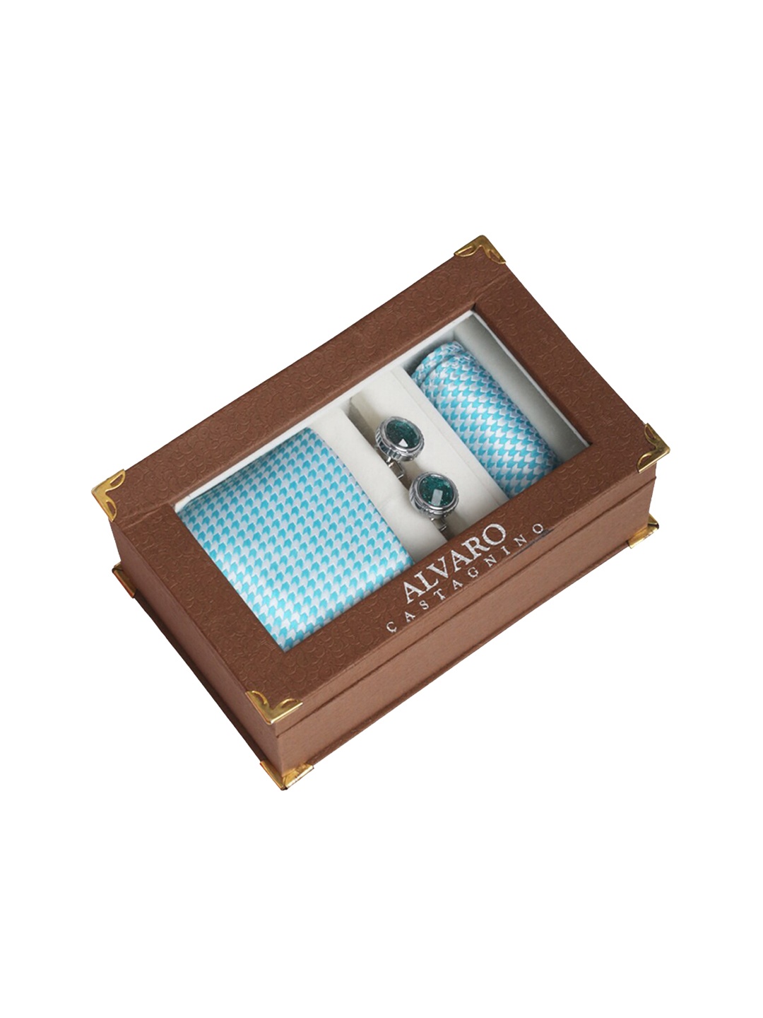 

Alvaro Castagnino Men Turquoise Blue & White Printed Accessory Gift Set