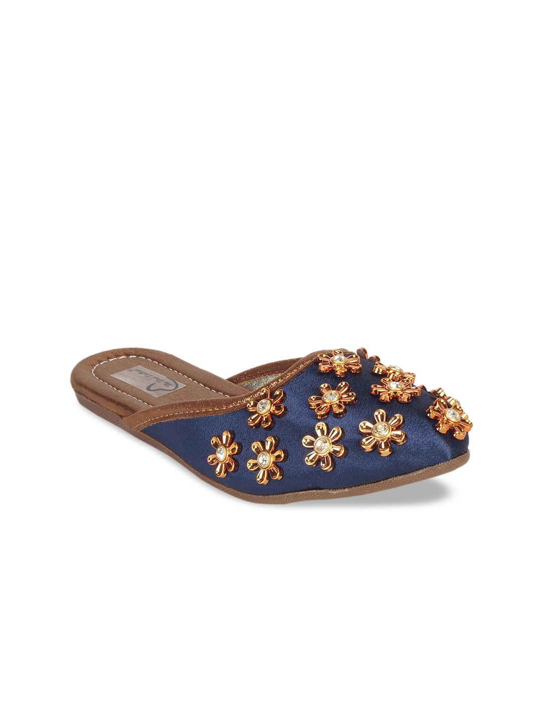 

The Desi Dulhan Women Blue Embellished Ethnic Mules Flats