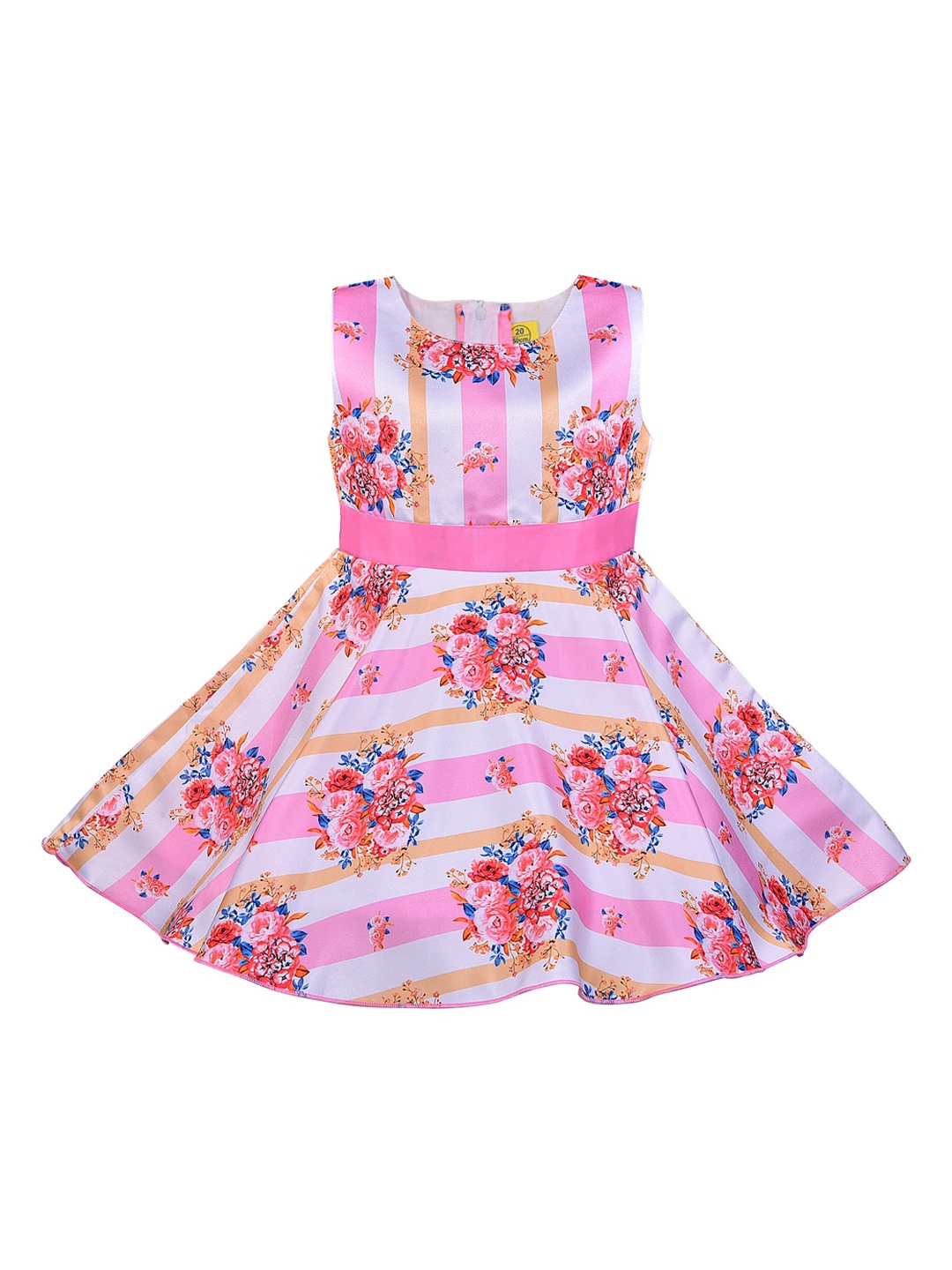 

Wish Karo Pink & White Floral Satin Dress