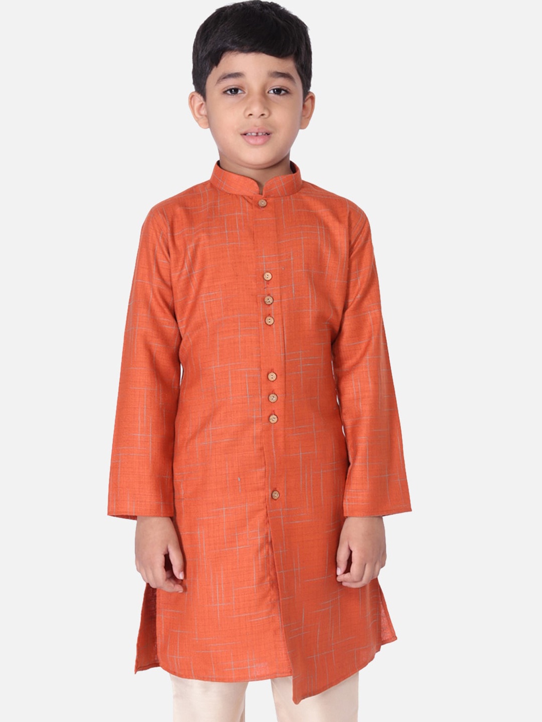 

TABARD Boys Orange Checked Kurta