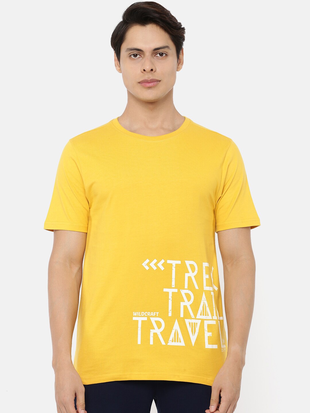 

Wildcraft Men Yellow Typography Printed T-shirt