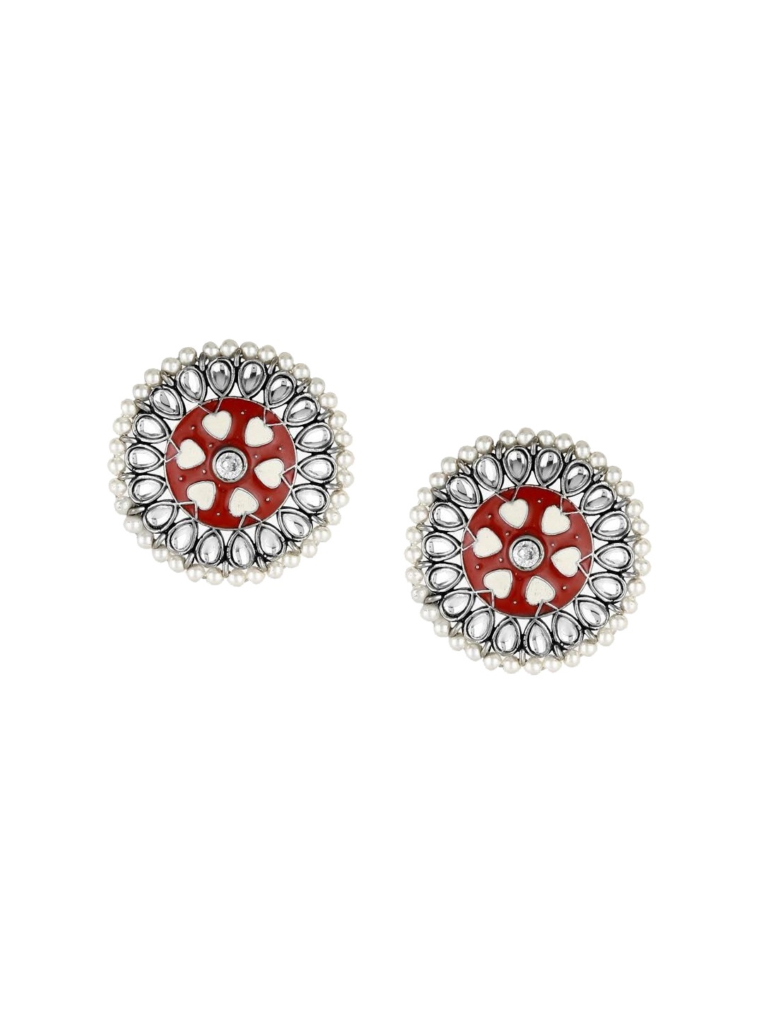 

Adwitiya Collection Silver-Plated Contemporary Studs Earrings