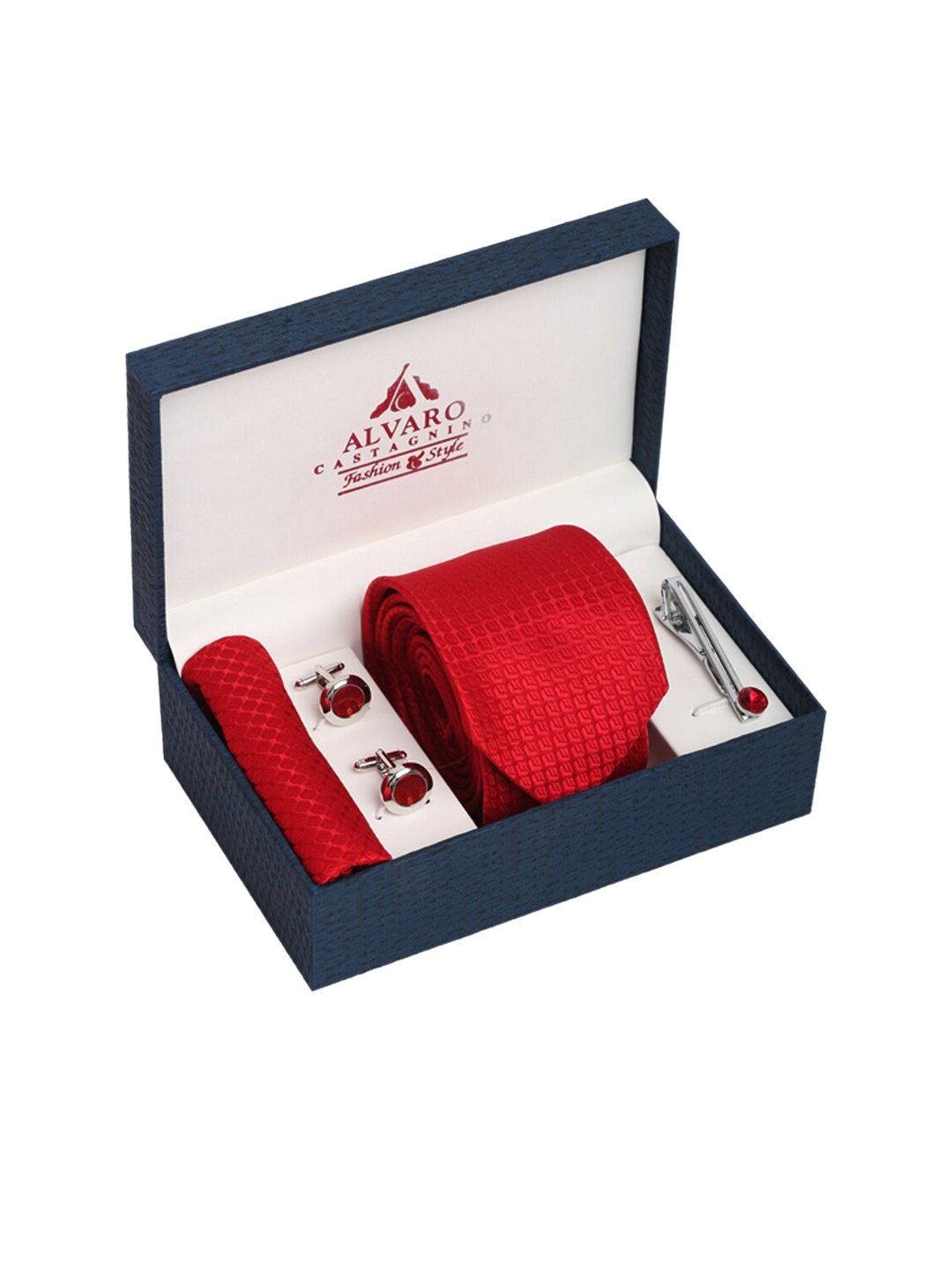 

Alvaro Castagnino Men Red & Silver-Toned Accessory Gift Set